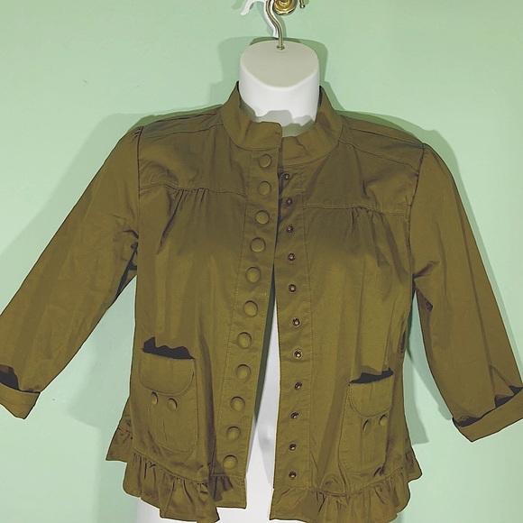 Motto olive green cropped military style tailored jacket with pockets Sz M - Picture 1 of 10